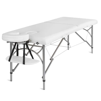 Алюминиевый складной массажный двухсекционный стол Medimas Ultra-2, 195 x 70 см белый