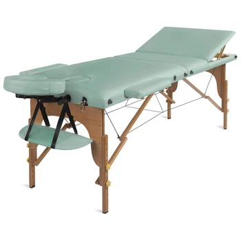 Складной деревянный массажный стол, трехсекционный Medimas Prosport-3, 195 x 70cm зеленый
