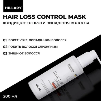 Маска проти випадіння волосся Hillary Serenoa & РР Hair Loss Control , 200 мл