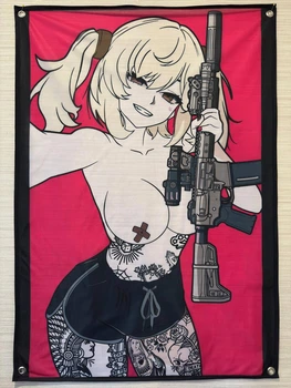 Банер флаг военный Девочки Dirty Goon тактический на люверсах 100×70 см tactical girl -2