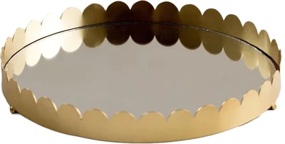 Декоративна таця Homla Grazia кругла з дзеркалом золота 31x4 см (5906496752551)