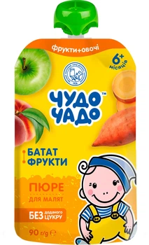 Пюре фруктово-овощное Чудо-Чадо Батат с фруктами для детей от 6 месяцев 90 г (4820016255852)