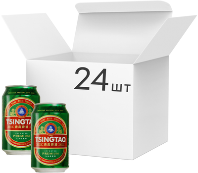 Упаковка пива Tsingtao Premium світле фільтроване 4.7% 0.33 л х 24 шт (8720663434784)
