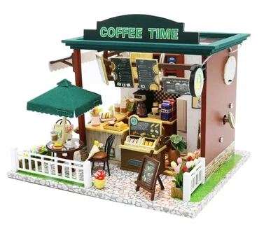 3D Румбокс DIY DollHouse "Coffee Time" кафе+ Пылезащитный купол C006Z