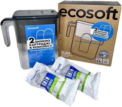 Фільтр-глечик Ecosoft Slim Graphite 3.5 л + 2 картриджі (4820056809121)
