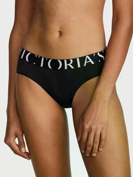 Котонові трусики-хіпси Victoria's Secret Exploded Logo Cotton Hiphugger Panty M Чорні 27245979