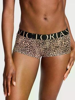 Котонові трусики-шорти Victoria's Secret Exploded Logo Cotton Boyshort Panty M Леопардові 27245698