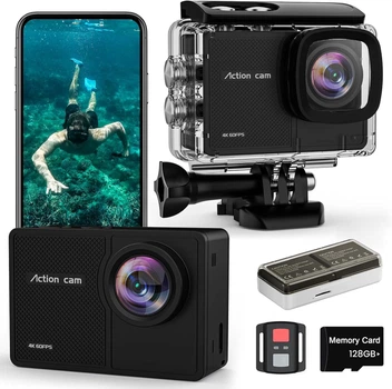 Экшн-камера TIMNUT A16 4K 60FPS с картой памяти 128 ГБ Black