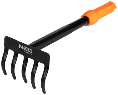 Садовые грабли Neo Tools сталь 25 см черные с оранжевыми 5 зубцами 8 5 см (696763)