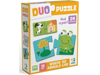 Пазлы Duo Зверята и их жилье, Dodo, 24 эл., 300690
