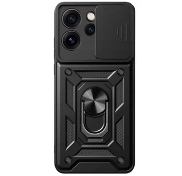 Чехол Primo Shockproof для Oppo Reno 14F 5G - противоударный, с подставкой и шторкой для камеры - Black