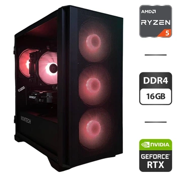 Збірка на замовлення: ігровий ПК Montech Air 100 ARGB Tower / AMD Ryzen 5 5500 (6 (12) ядер по 3.6 - 4.2 GHz) / 16 GB DDR4 / 512 GB SSD M.2 + 1000 GB HDD / nVidia GeForce RTX 5050, 8 GB GDDR6, 128-bit / 650W