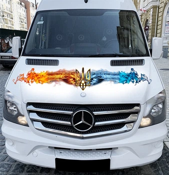 Наклейка на капот микроавтобуса ARB 3D TUNING STUDIO Кулаки тризуб огонь 1880х1040х0.080мм