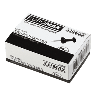 Кнопки-гвіздки BUROMAX JOBMAX 5153, 25шт. кольорові (10) /BM.5153/