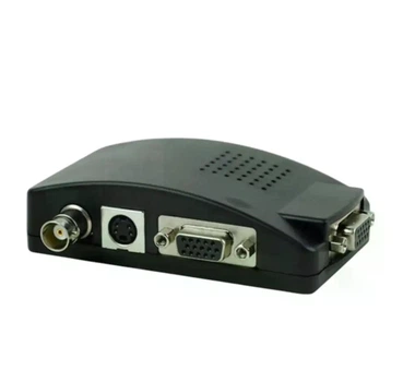 Универсальный конвертер RCA и S-Video в VGA черный Lenkeng с дополнительными регулировками яркости