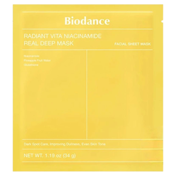 Осветительная гидрогелевая маска с ниацинамидом и витаминным комплексом Biodance Radiant Vita Niacinamide Real Deep Mask, 1 шт * 34 г