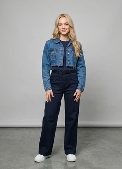 Укороченная джинсовая женская куртка Denim Co 16401 Синяя XS (на укр 40-42)