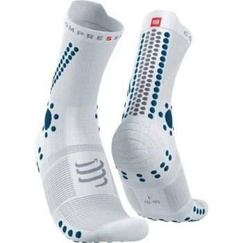 Бігові шкарпетки для марафону на довгі дистанції Compressport Pro Racing Socks V4.0 Trail White/fjord blue M (100080980)