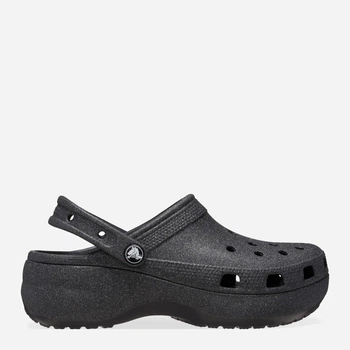 Женские кроксы на платформе Crocs Classic Platform Glitter Clog W 207241-001, черные, W6/36-37/22см