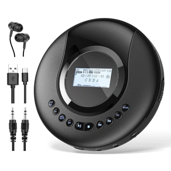 Портативный CD-проигрыватель Bluetooth 5.2 с FM-радио и записью REC