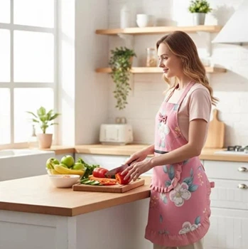 Женский фартук для кухни красивый фартук для кухни в розовом цвете