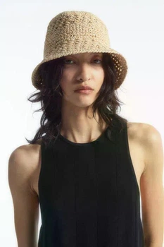 Солом'яний жіночий капелюх cos crocheted straw bucket hat 1221581001 XS/S Бежевий