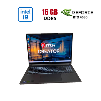 Игровой ноутбук Б-класс MSI Creator 16 AI Studio A1VHG / 16" (3840x2400) IPS / Intel Core Ultra 9 185H (16 (22) ядер по 3.9 - 5.1 GHz) / 16 GB DDR5 / 1000 GB SSD NVMe / nVidia GeForce RTX 4080, 12 GB GDDR6, 192-bit / WebCam б/у