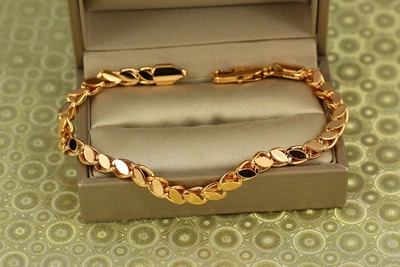 Браслет Xuping Jewelry Серпантин с миндальными пластинами 20 см 5 мм золотистый