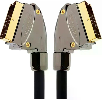 Компонентный видеокабель SCART-SCART RGB 1 метр металлический черный корпус модель 1T-VC26-01 Ø9.9 мм