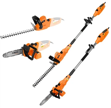 Садовий інструмент Neo Tools 04-634 2 в 1 з телескопічною штангою ланцюгова пилка 750 Вт 250 мм + ножиці для живоплоту 550 Вт 460 мм (5907558478037)