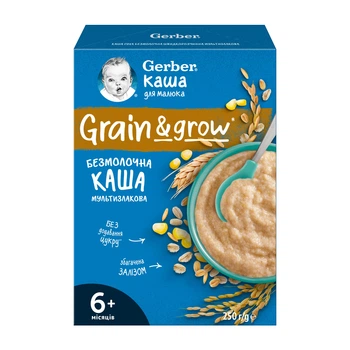 Дитяча каша Gerber Суха швидкорозчинна Мультизлакова для дітей з 6 міс. 200 г (7613287016430)