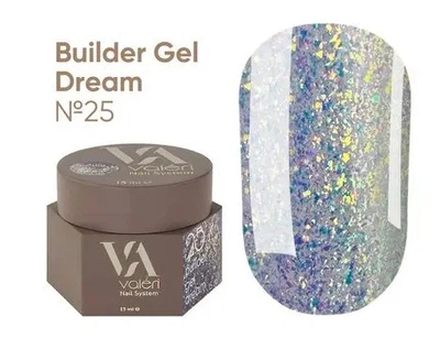Гель для ногтей с блестками Valeri Builder Gel Dream 25 15 мл
