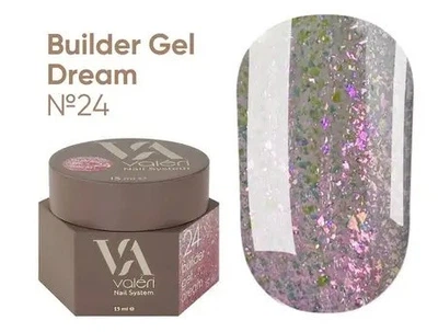 Гель для ногтей с блестками Valeri Builder Gel Dream 24 15 мл