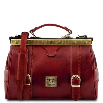 Кожаная сумка саквояж Tuscany Leather красная с регулируемым плечевым ремнем для женщин стильная сумка для документов (654464)
