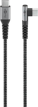 Кабель пристроїв Goobay USB Type-C M/M 0.5m (USB2.0) 60W 90° Shield Textile чорний(75.06.4658)