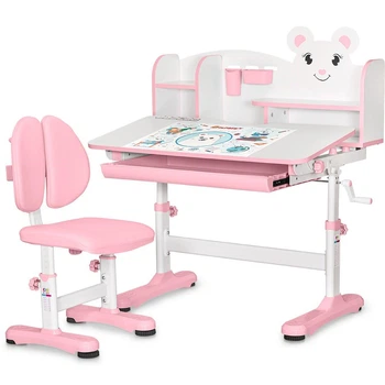 Комплект стіл + стілець + полиця Mealux BD-29 Panda XL Pink (BD-29 PN) Рожевий