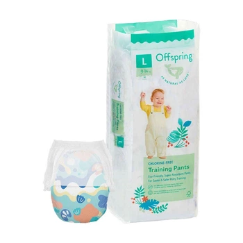Детские подгузники-трусики Offspring Aquatic размер L (9-14 кг), 36 шт Детские одноразовые подгузники с суперэластичным поясом и сухостью до 12 часов Памперсы трусиками пантс для детей