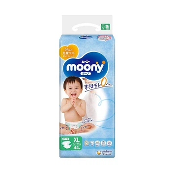 Детские подгузники Moony размер XL (12-17 кг), 44 шт Детские одноразовые подгузники с индикатором наполненности и сухостью до 12 часов Памперсы для детей