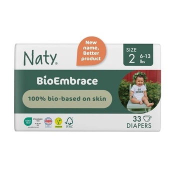 Дитячі органічні підгузки ECO by Naty BioEmbrace розмір 2 (3-6 кг), 33 шт Дитячі одноразові підгузники з міцними застібками та індикатором вологи Памперси для дітей