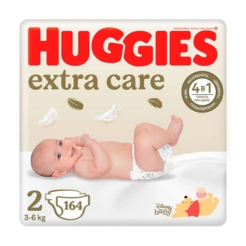 Дитячі підгузки Huggies Extra Care Box розмір 2 (3-6 кг) 164 шт
