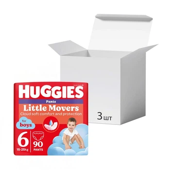 Дитячі підгузки-трусики Huggies Little Movers Pants для хлопчиків розмір 6 (15-25 кг) 3*30 шт