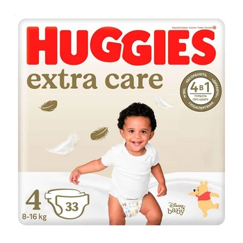 Детские подгузники Huggies Extra Care размер 4 (8-16 кг) 33 шт