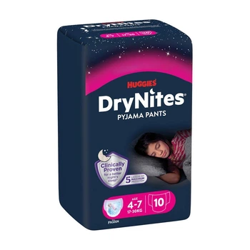 Ночные подгузники-трусики Huggies DryNites для девочек 4-7 лет (17-30 кг) 10 шт