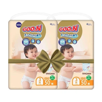 Детские подгузники-трусики Goo.N Premium Soft размер 3 M (7-12 кг) 2*50 шт