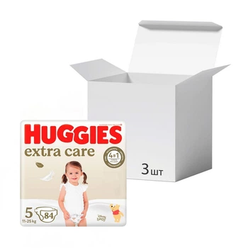 Дитячі підгузки Huggies Extra Care розмір 5 (11-25 кг), 28 шт * 3 шт Дитячі одноразові підгузники з індикатором вологи та миттєвим поглинанням Памперси для дітей