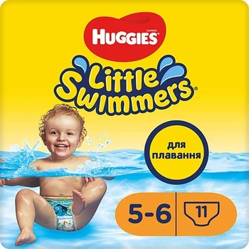 Дитячі підгузки-трусики для плавання Huggies Little Swimmers розмір 5-6 (12-18 кг), 11 шт Підгузники з захистом від протікання та набухання у воді Памперси трусиками пантс для активного способу життя