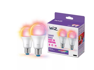 Розумна лампа WiZ Colors A60 E27 біла 8.5W 806лм 2200-6500K RGB Wi-Fi набір 2 шт. 8720169072336