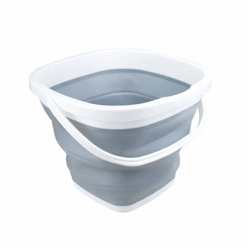 Ведро складное силиконовое квадратное 10 л, серое