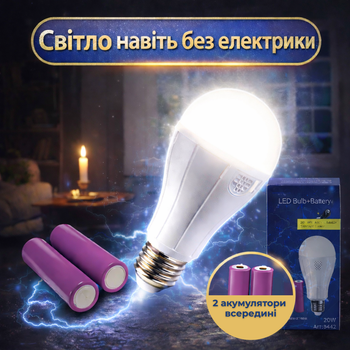 Акумуляторна портативна LED лампа 20W з двома акумуляторами 2×18650 E27 для аварійного освітлення, переносний світлодіодний світильник з ручкою, кемпінгова лампа для дому, дачі та відключень світла, лампа для кемпінгу, риболовлі та подорожей