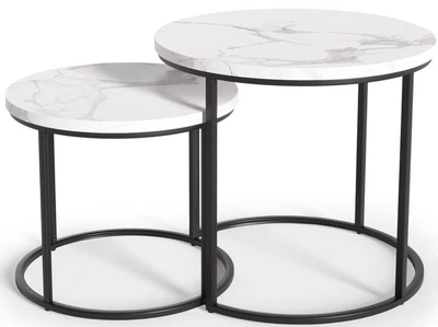 Zestaw ław Halmar OREO Biały marmur / Czarny 2 szt (V-CH-OREO-LAW-BIAŁY_MARMUR) (5905248108189)